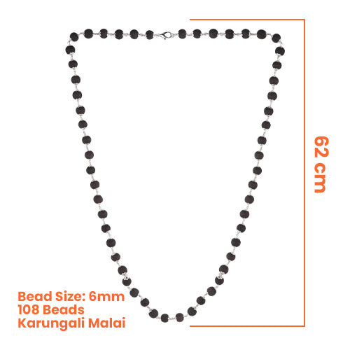 Karungali Malai Silver Cap Plated Necklace with Certification with FREE Karungali Bracelet - view 4