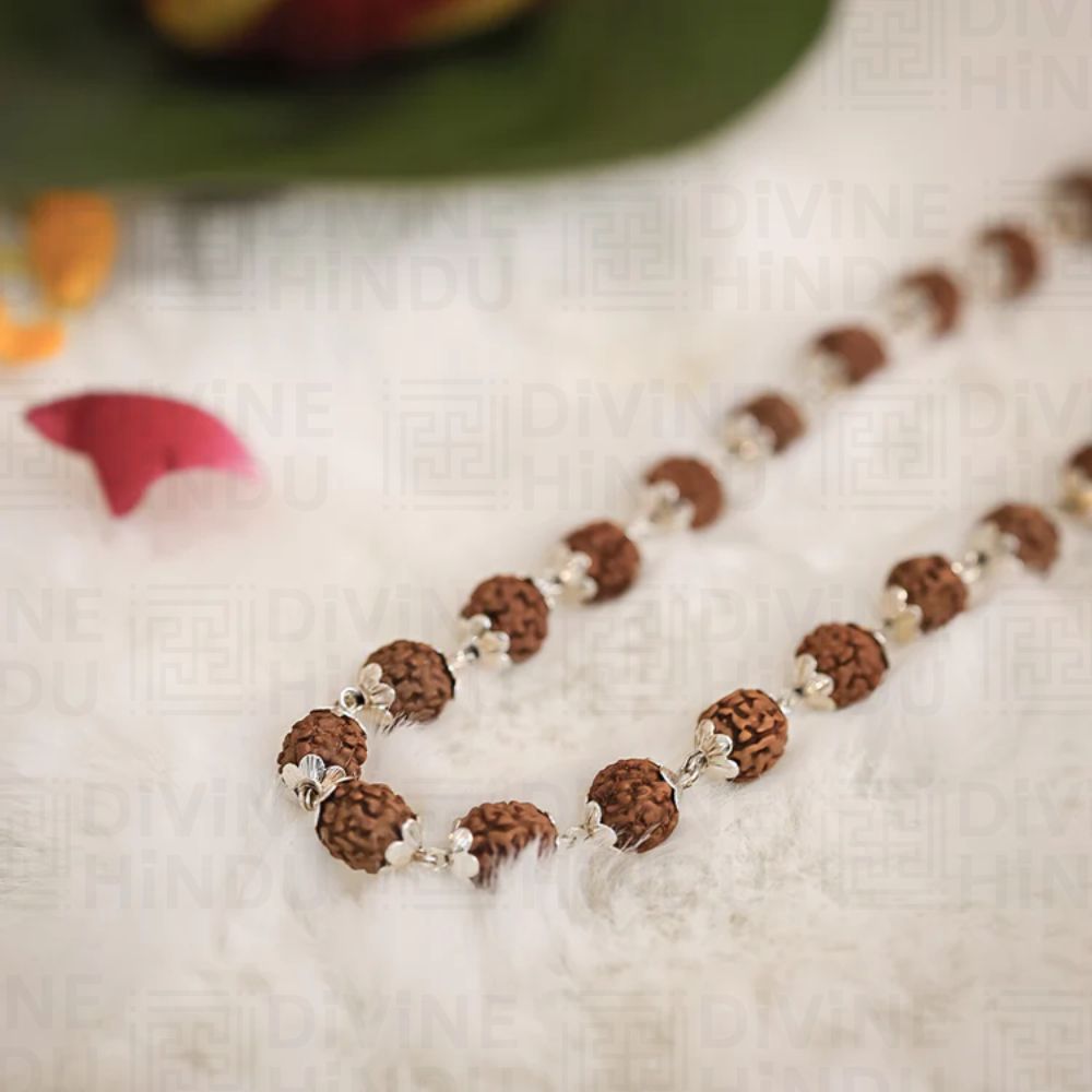 Divine Rudraksha Necklace - 54 Bead with FREE 5 Mukhi Nepali Rudraksha