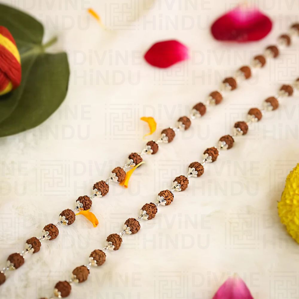 Divine Rudraksha Necklace - 54 Bead with FREE 5 Mukhi Nepali Rudraksha