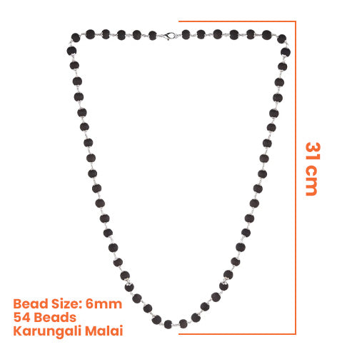 Karungali Malai Silver Cap Plated Necklace with Certification with FREE Karungali Bracelet - view 2
