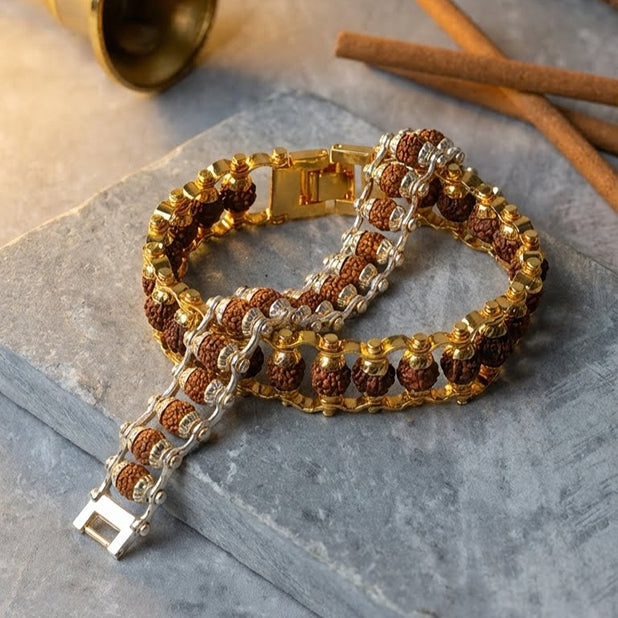 Chandra-Rudra Shanti Set: Silver-Plated Premium Rudraksha & Sacred Chain Combo