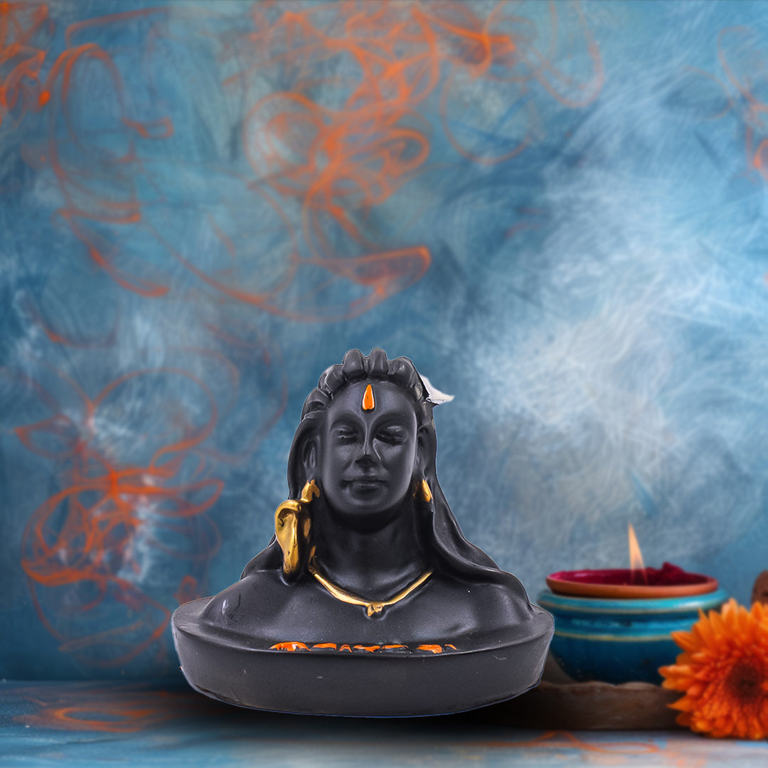 Mahakal Protection Set: Adiyogi Peace Statue & Oxidized Shiva Rudra Locket