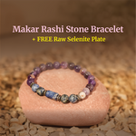 Capricorn (Makar Rashi) Stone Bracelet with FREE Raw Selenite Plate
