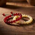 Red Aventurine Bracelet & Yellow Calcite Bracelet Combo for Energy and Motivation
