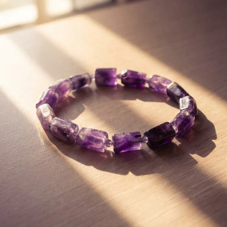 Amethyst Rectangular Stone Bracelet - view 6