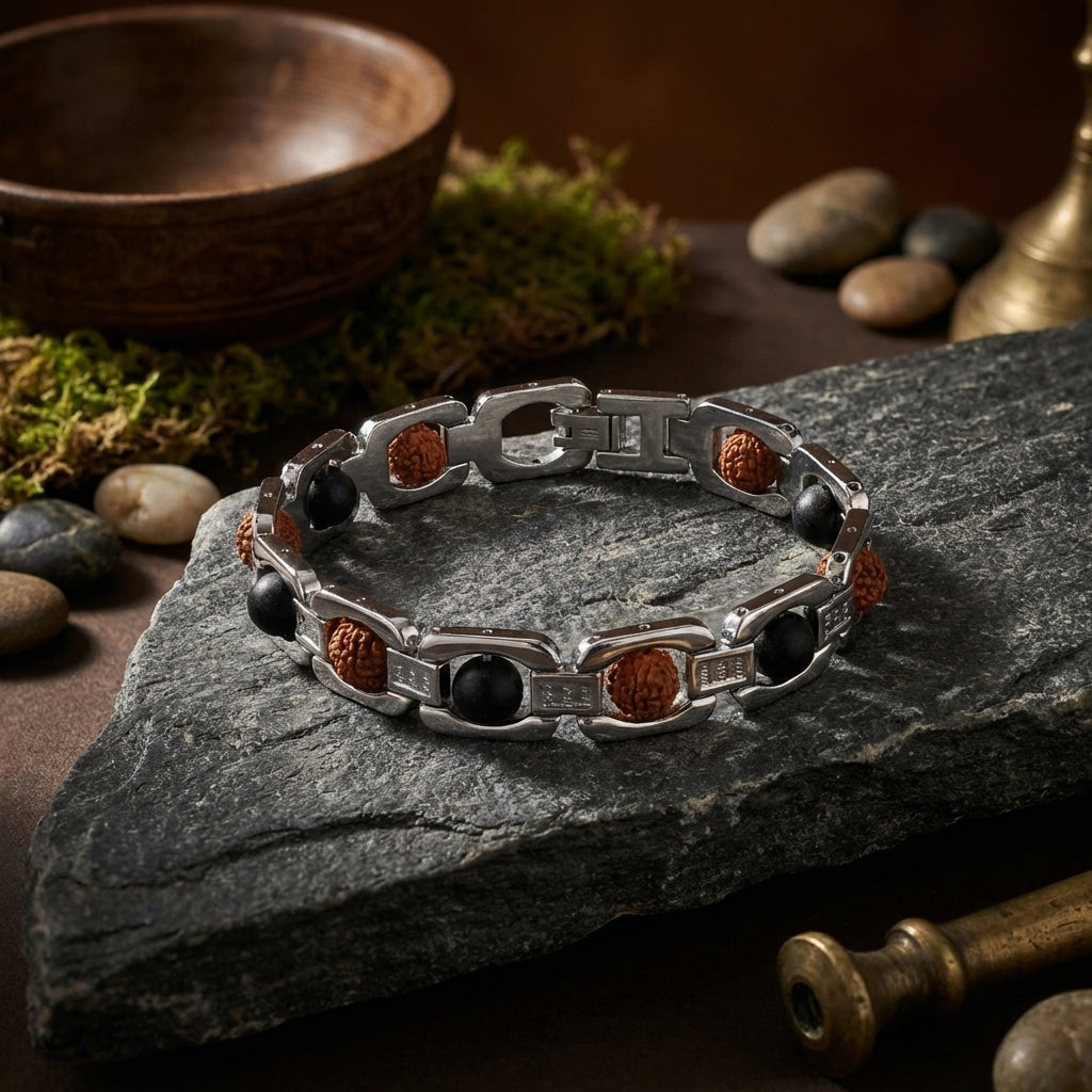 Rudraksha Karungali Link Chain Bracelet - view 4