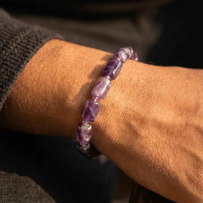 Amethyst Rectangular Stone Bracelet - view 8