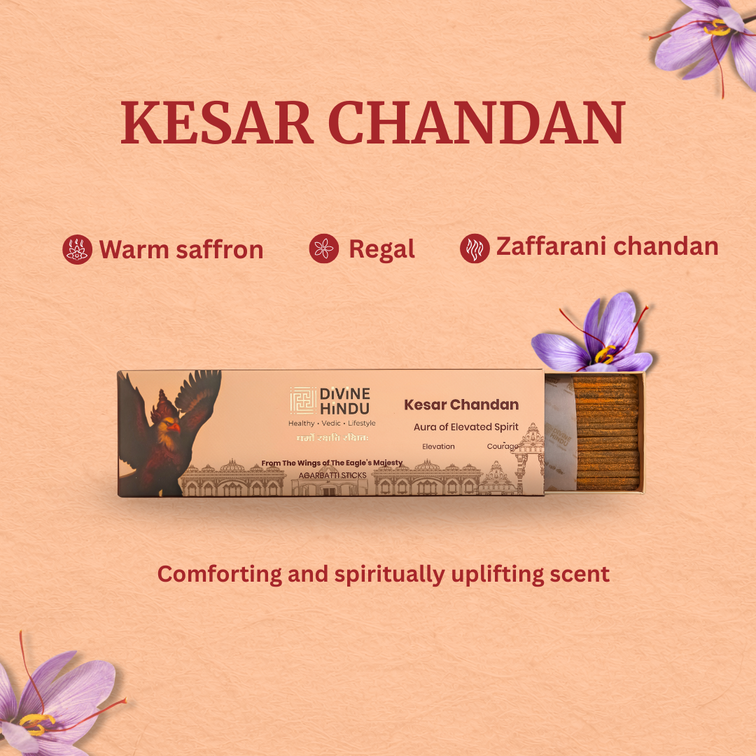 Natural Kesar Chandan & Chandan Agarbatti / Incense Sticks (Pack of 30)