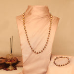 Gold-Plated Rudraksha Necklace and Bracelet Combo