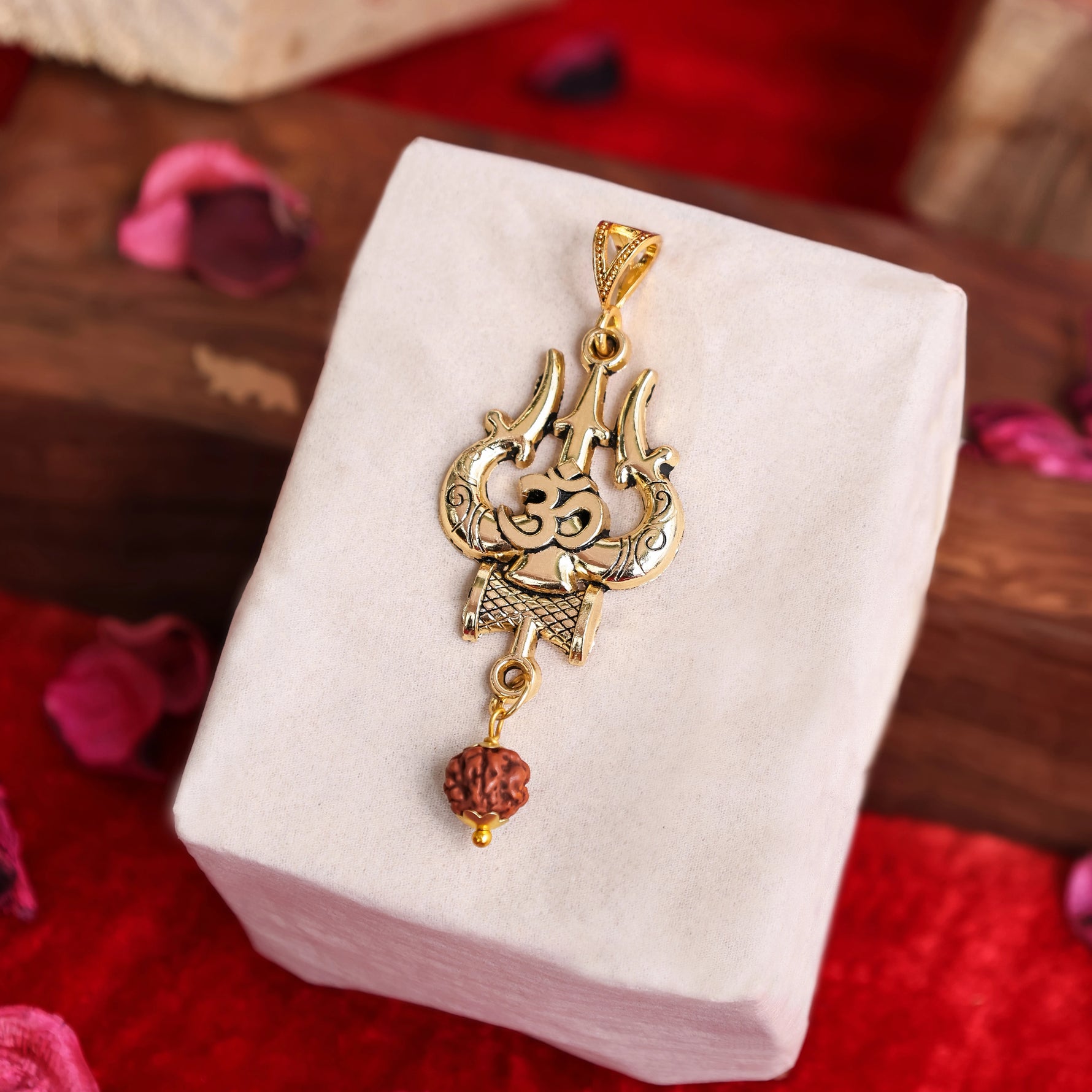 Gold Plated OM Shiva Trishool Pendant