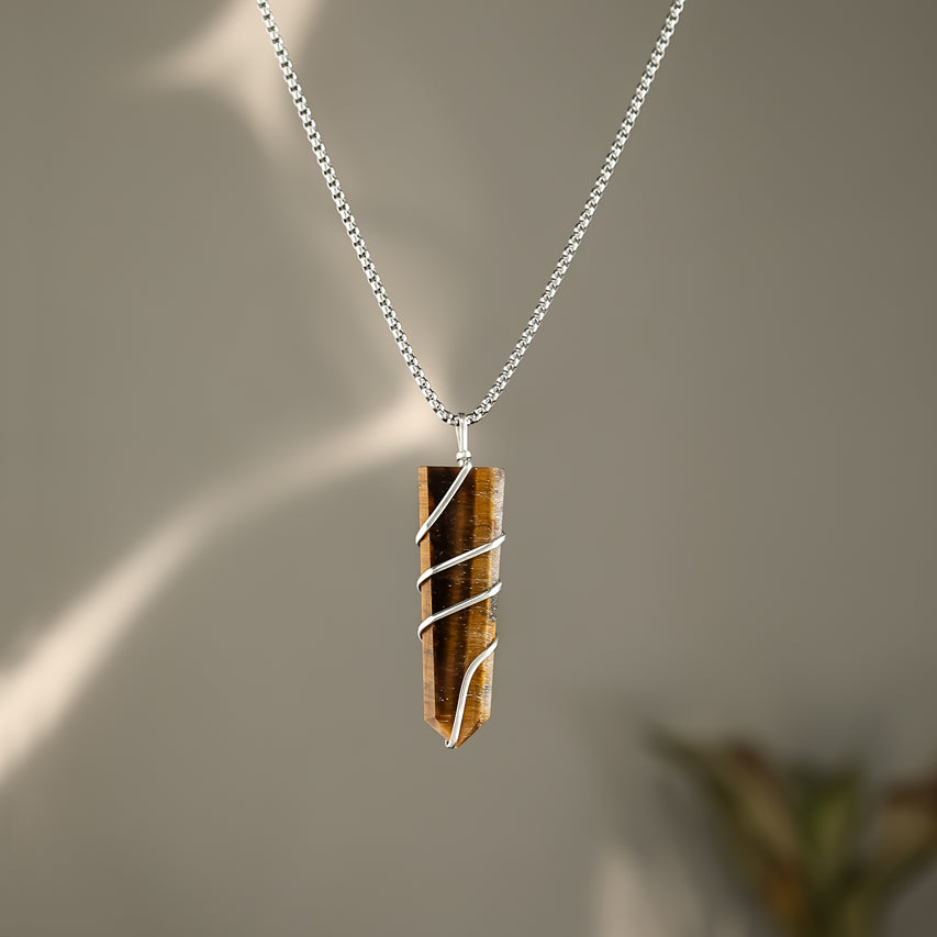 Tiger Eye Stone Locket with Chain