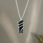 Black Agate Stone Locket with Chain