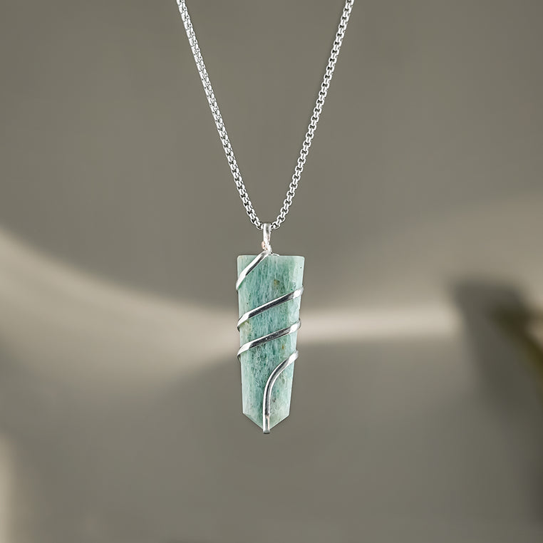Amazonite Stone Locket with Chain