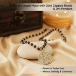 Divine Karungali Malai with Gold Capped Beads & Om Pendant - view 2