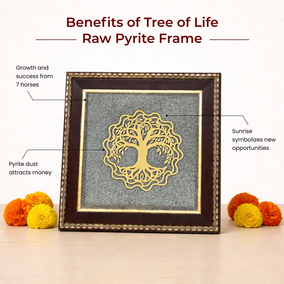 Tree of Life Raw Pyrite Frame | Symbol for Growth & Connection - view 3