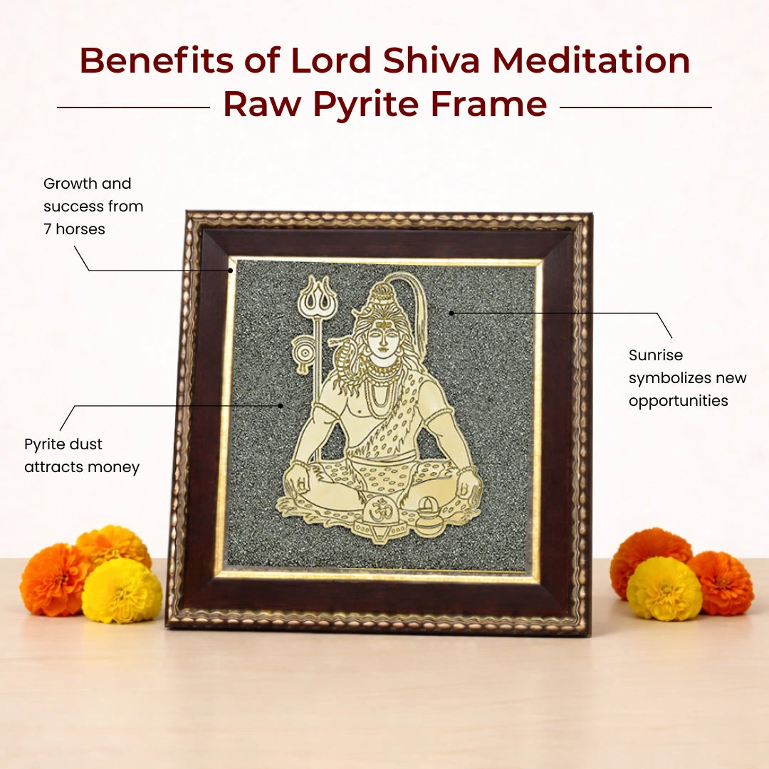 Lord Shiva Meditation Raw Pyrite Frame for Inner Peace - view 4