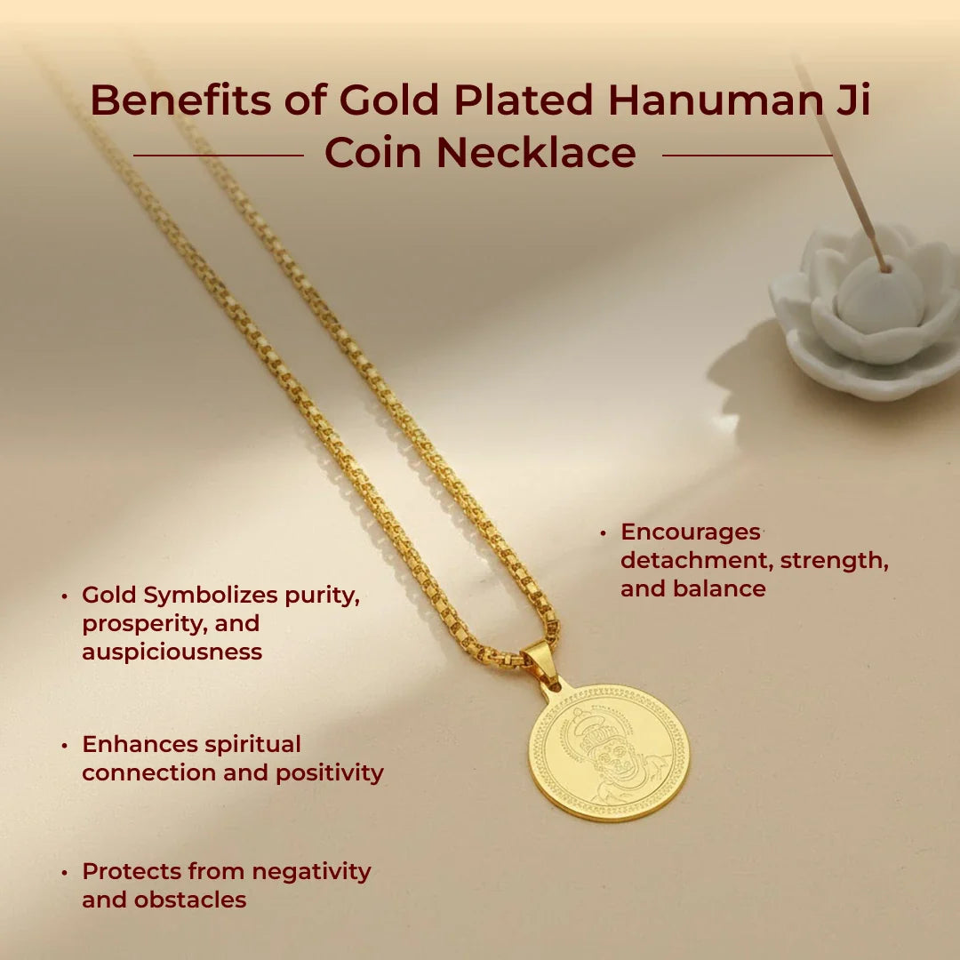 Gold Plated Hanuman Ji Coin Necklace - view 8