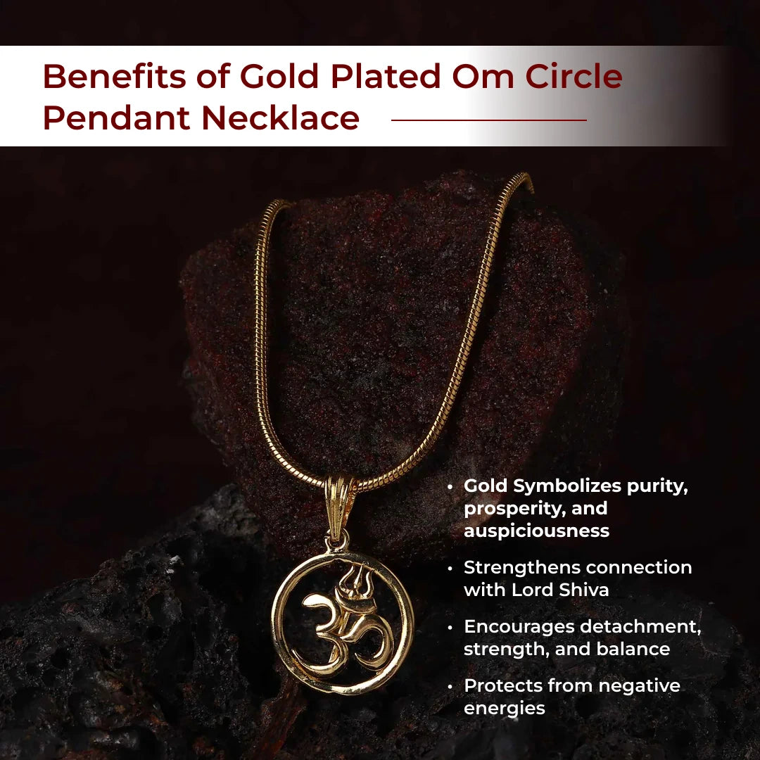 Gold Plated Om Circle Pendant Necklace - view 2