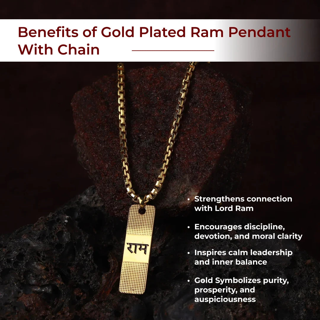Gold Plated Ram Pendant With Chain - view 2
