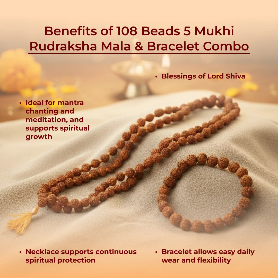 108 Beads 5 Mukhi Rudraksha Mala & Bracelet Combo - view 3