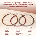 Tiger Eye Garnet, Red Garnet and Black Tourmaline Anklet Combo for Protection - view 6
