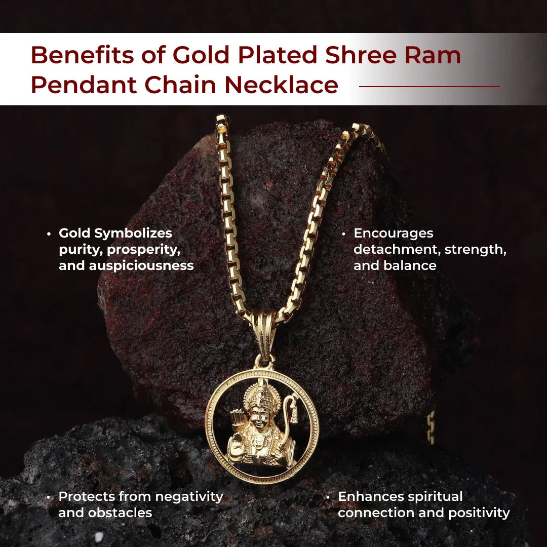 Gold Plated Shree Ram Pendant Chain Necklace - view 7