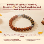 Spiritual Harmony Bracelet - Tiger's Eye, Rudraksha, and Buddha Symbol - view 2