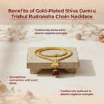 Gold-Plated Rudraksha Shiva Damroo Trishool Necklace - view 7