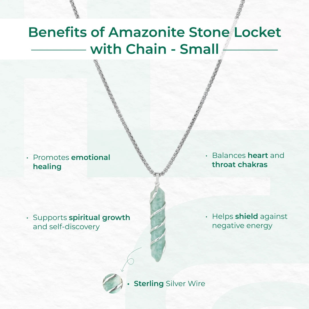 Amazonite Stone Locket with Chain - view 3