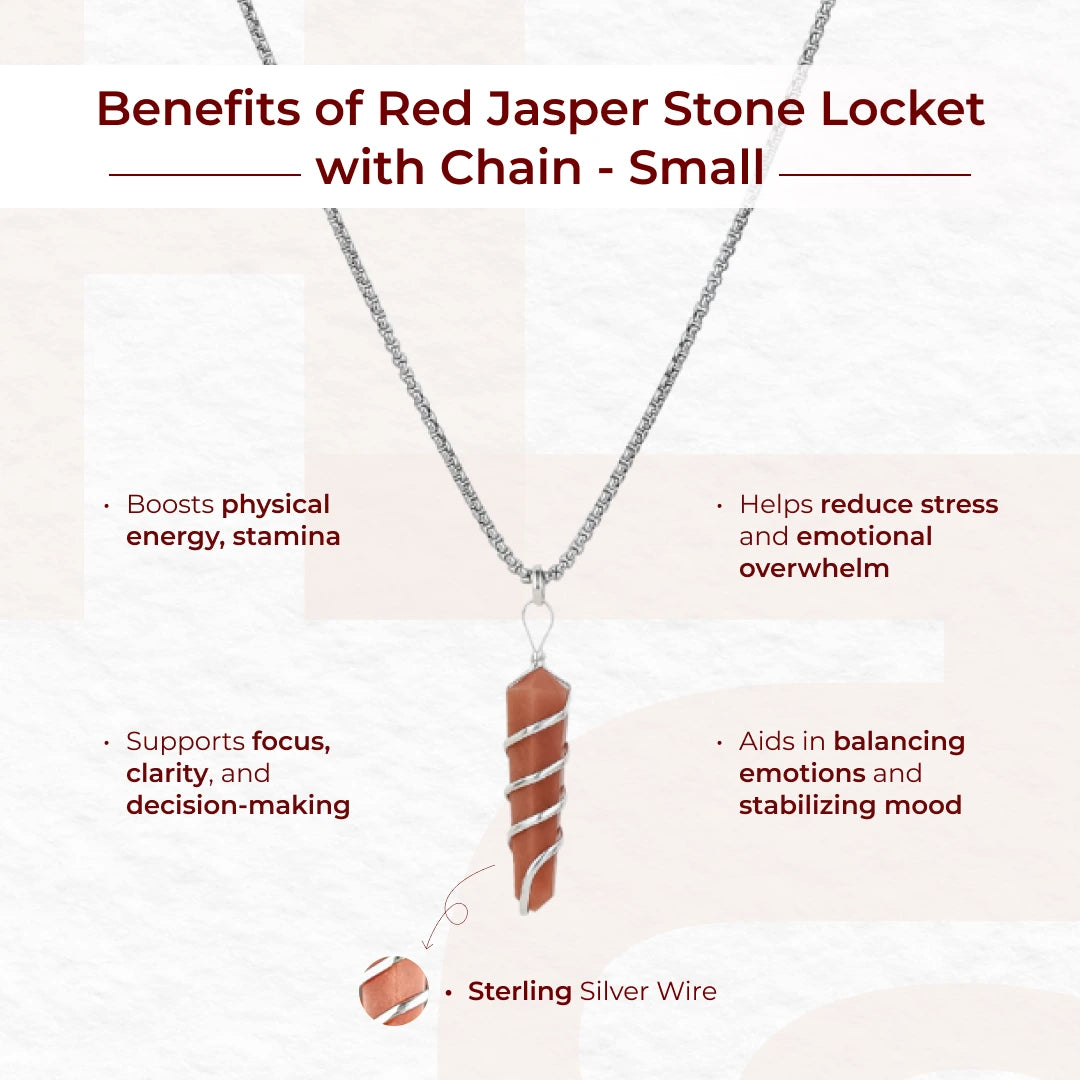Red Jasper Stone Locket with Chain - view 4