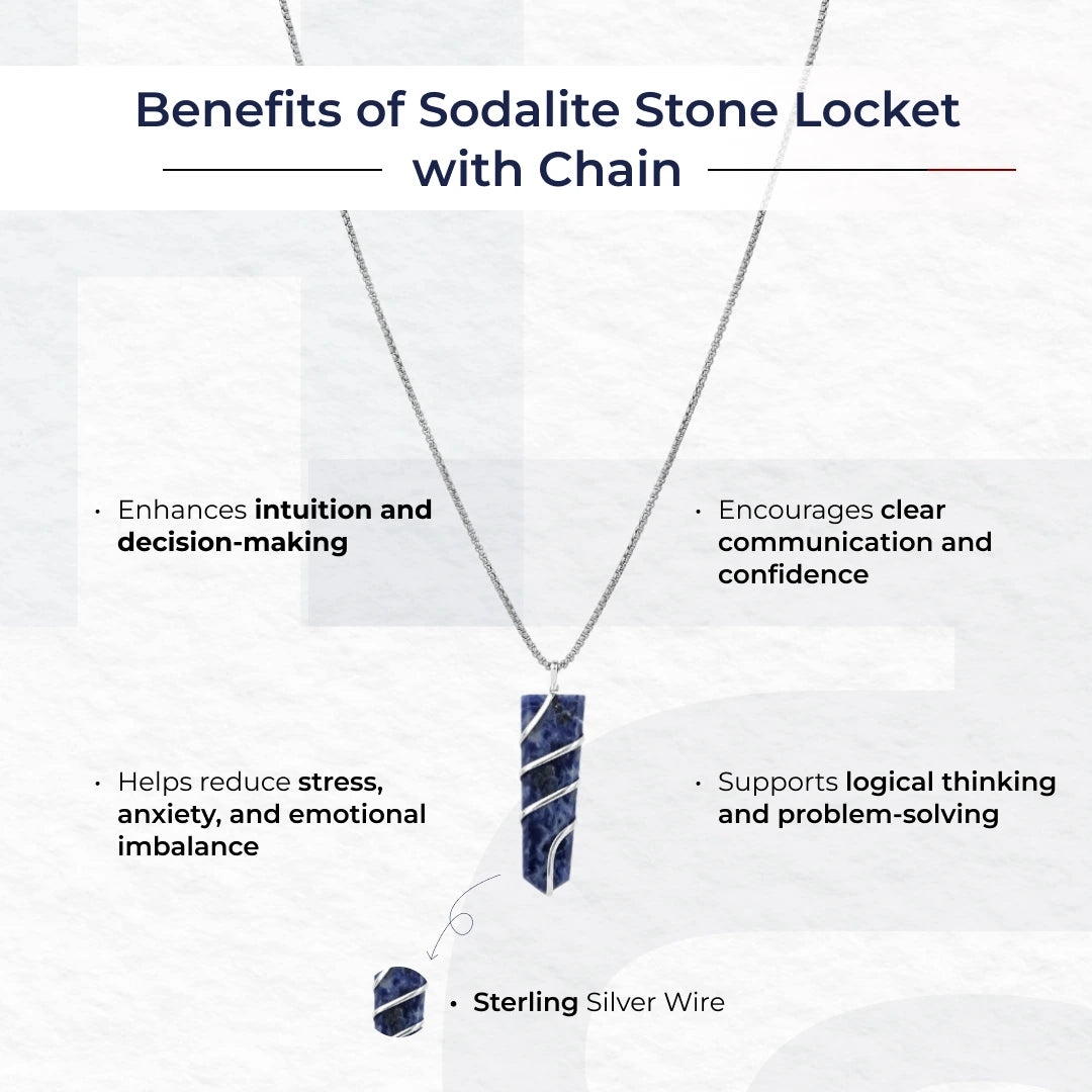 Sodalite Stone Locket with Chain - view 4