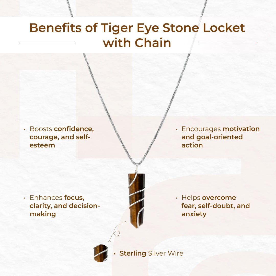 Tiger Eye Stone Locket with Chain - view 4