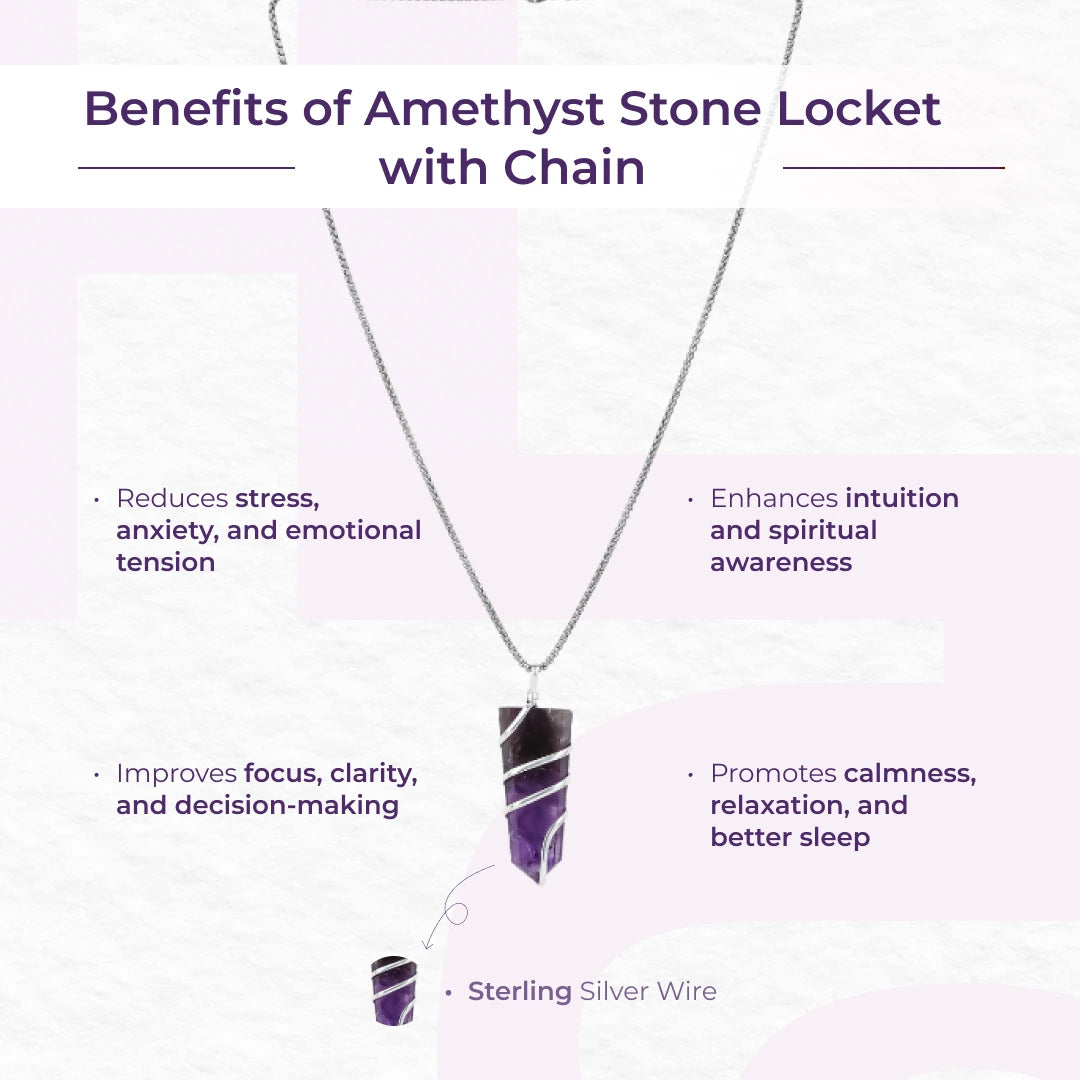 Amethyst Stone Locket with Chain - view 4