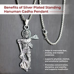 Silver Plated Standing Hanuman Gadha Pendant - view 5