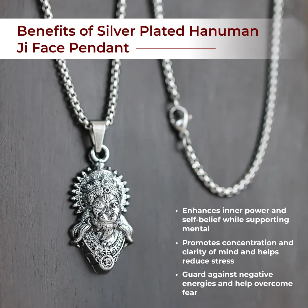 Silver Plated Hanuman Ji Face Pendant - view 4