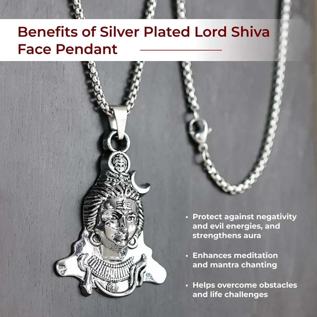 Silver Plated Lord Shiva Face Pendant - view 3