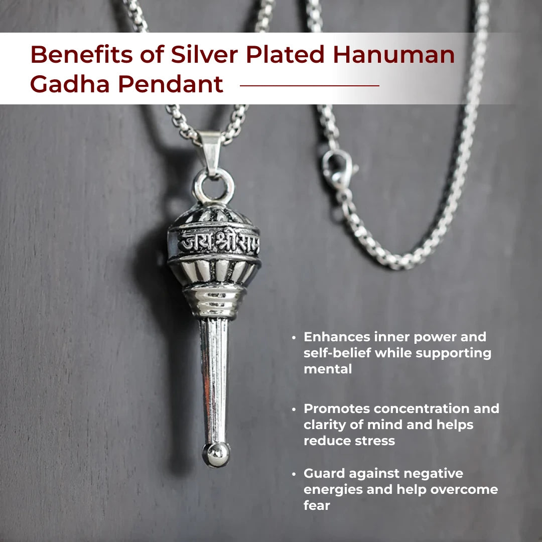 Silver Plated Hanuman Gadha Pendant