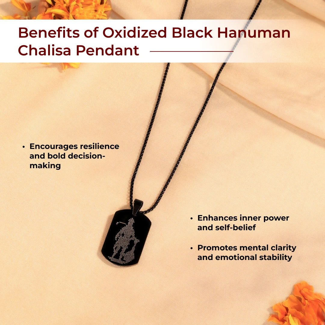 Oxidized Black Hanuman Chalisa Pendant - view 4