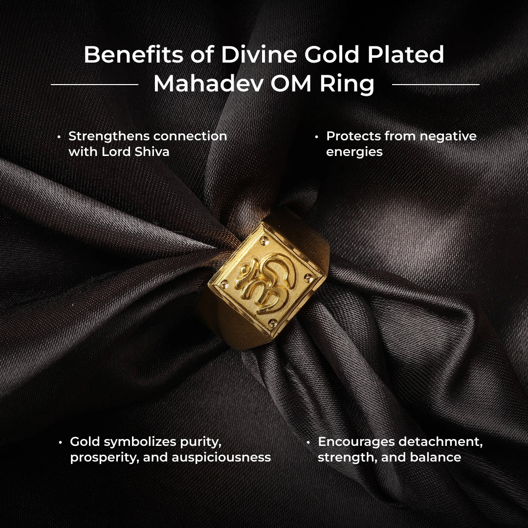 Divine Gold Plated Mahadev OM Ring - view 3