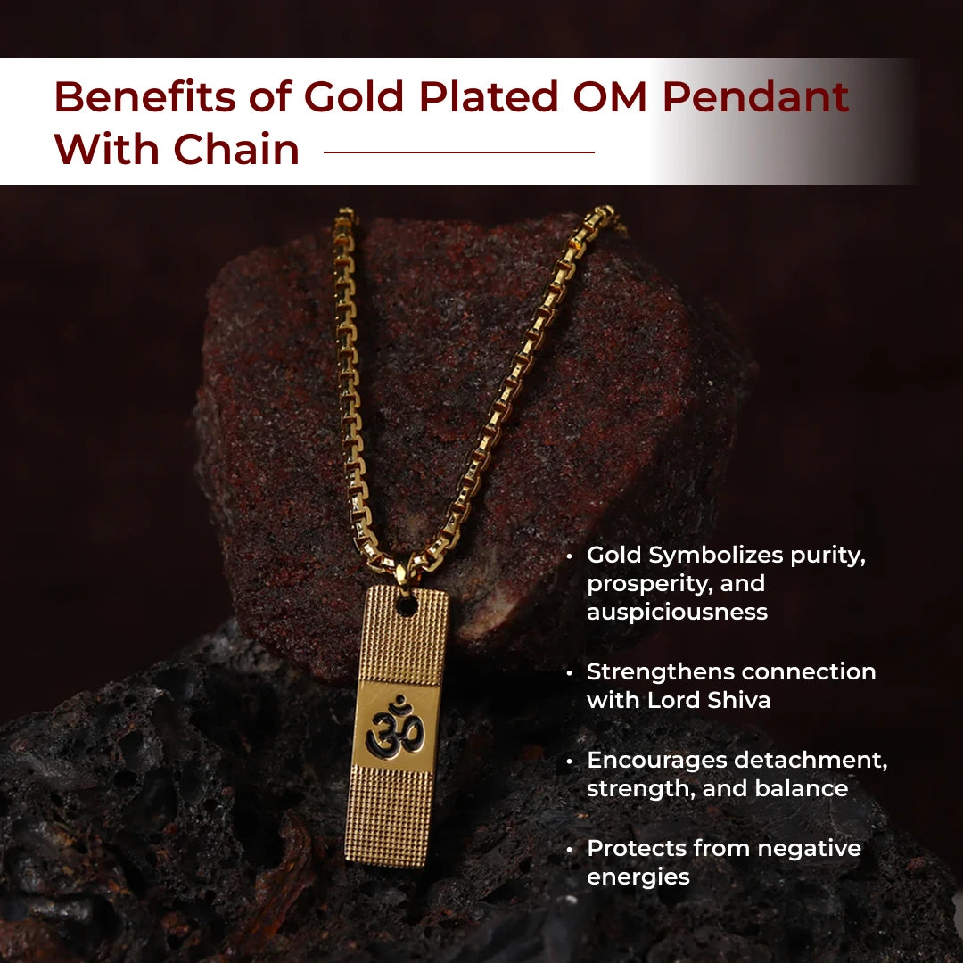 Gold Plated OM Pendant With Chain - view 2