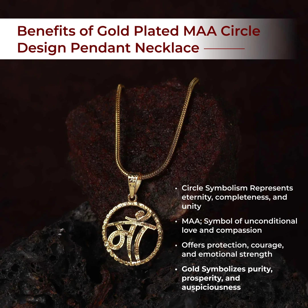 Gold Plated MAA Circle Design Pendant Necklace - view 3