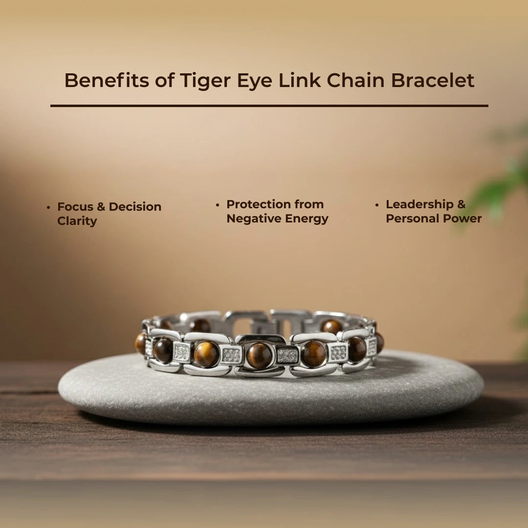 Tiger Eye Link Chain Bracelet - view 3