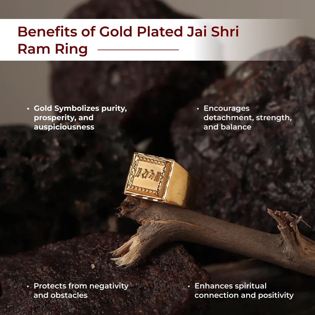 Gold Plated Jai Shri Ram Ring - view 2