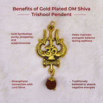 Gold Plated OM Shiva Trishool Pendant - view 2
