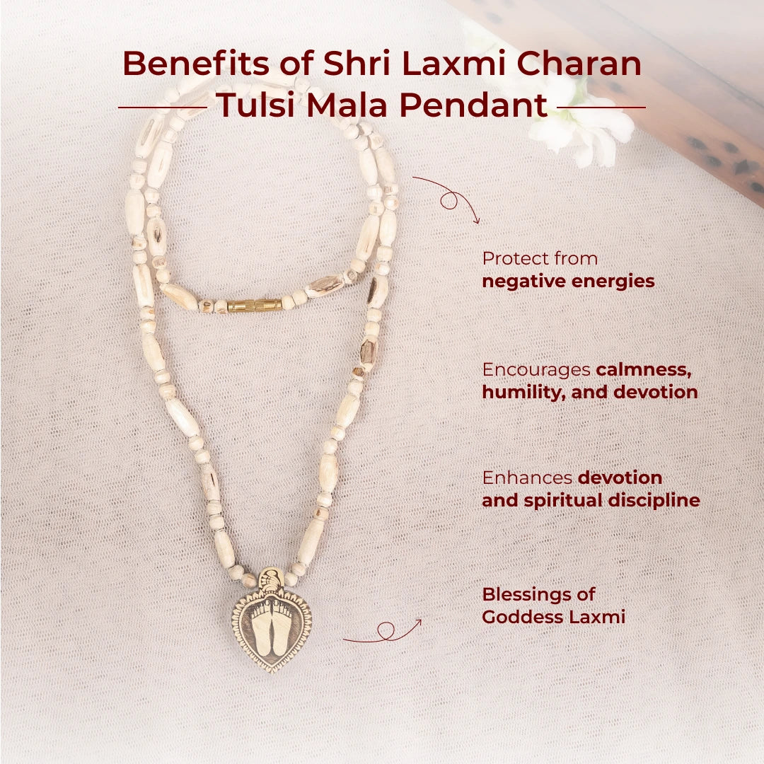 Shri Laxmi Charan Tulsi Mala Pendant | Blessings of Shri Laxmi - view 4