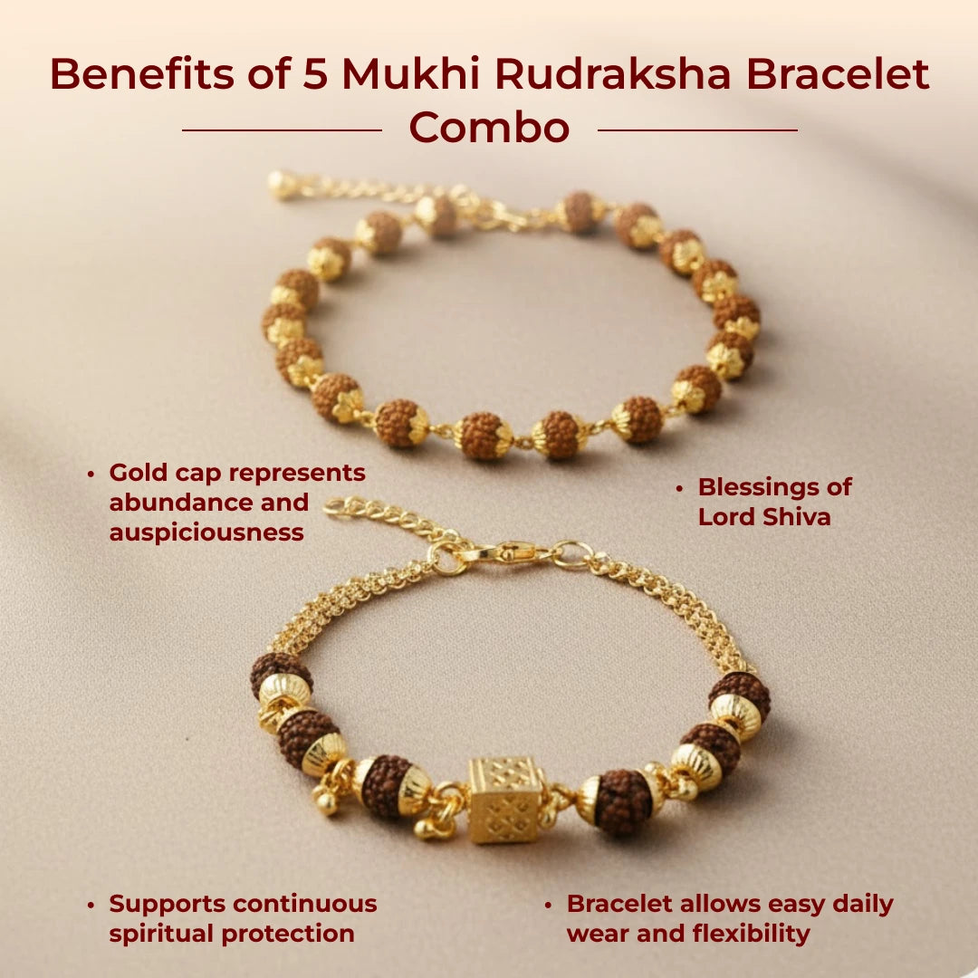 5 Mukhi Rudraksha Bracelet Combo - view 2