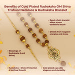 Gold Plated Rudraksha OM Shiva Trishool Necklace & Rudraksha Bracelet - view 2