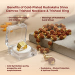 Gold-Plated Rudraksha Shiva Damroo Trishool Necklace & Trishool Ring - view 2