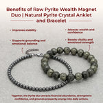 Raw Pyrite Wealth Magnet Duo | Natural Pyrite Crystal Anklet and Bracelet - view 4