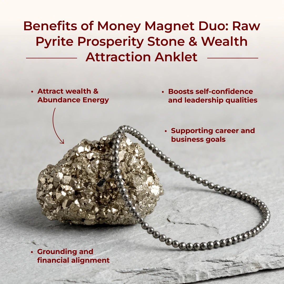 Money Magnet Duo: Raw Pyrite Prosperity Stone & Wealth Attraction Anklet - view 5